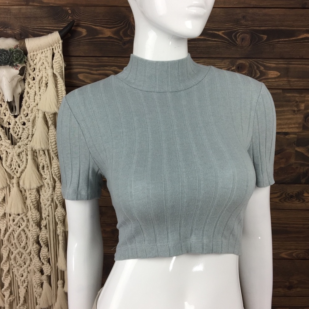 Audrey 3+1 | Ribbed Turtleneck Crop Top‎ - Picture 2 of 6
